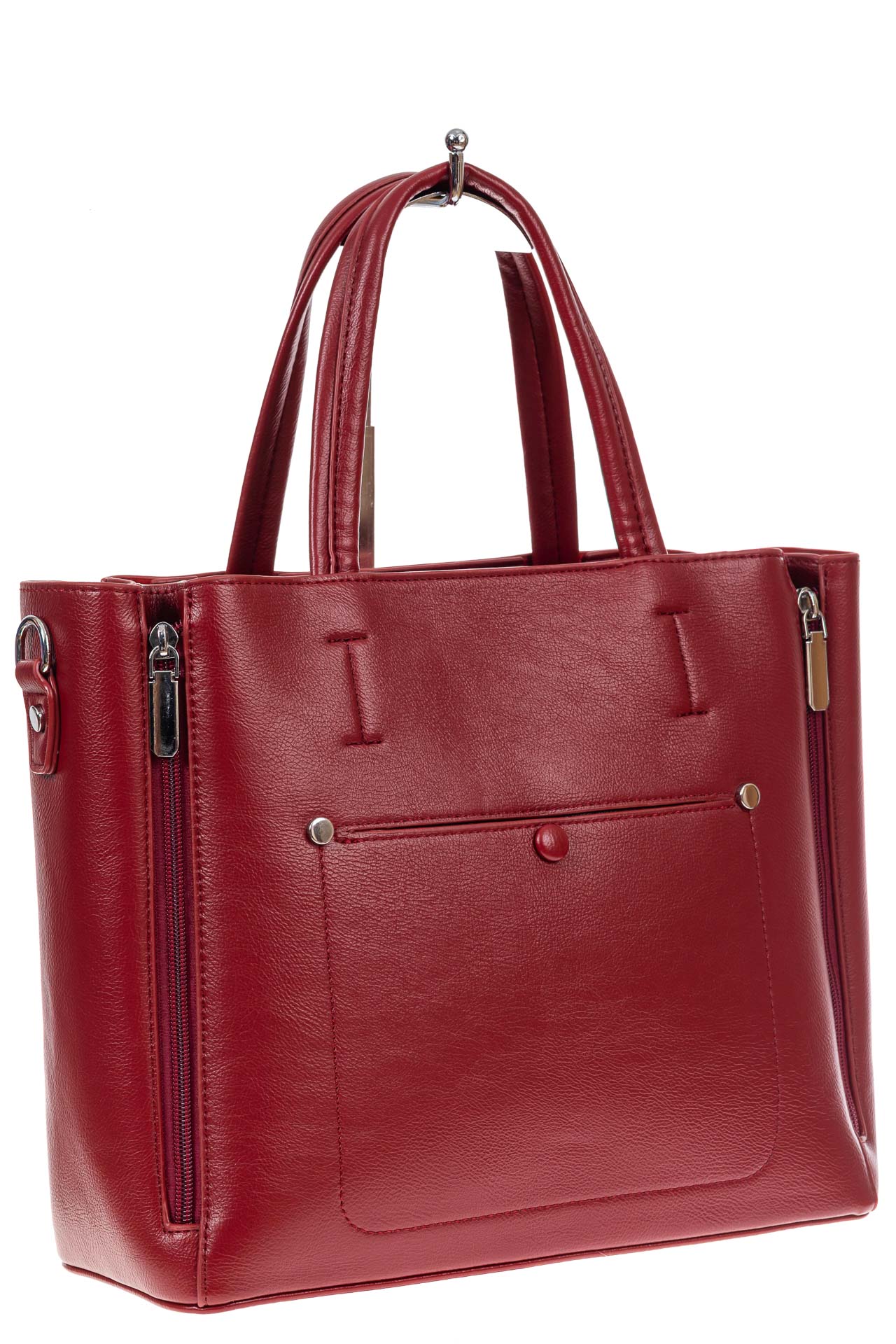 На фото 2 -  Женская сумка тоут из гладкой экокожи, цвет красный