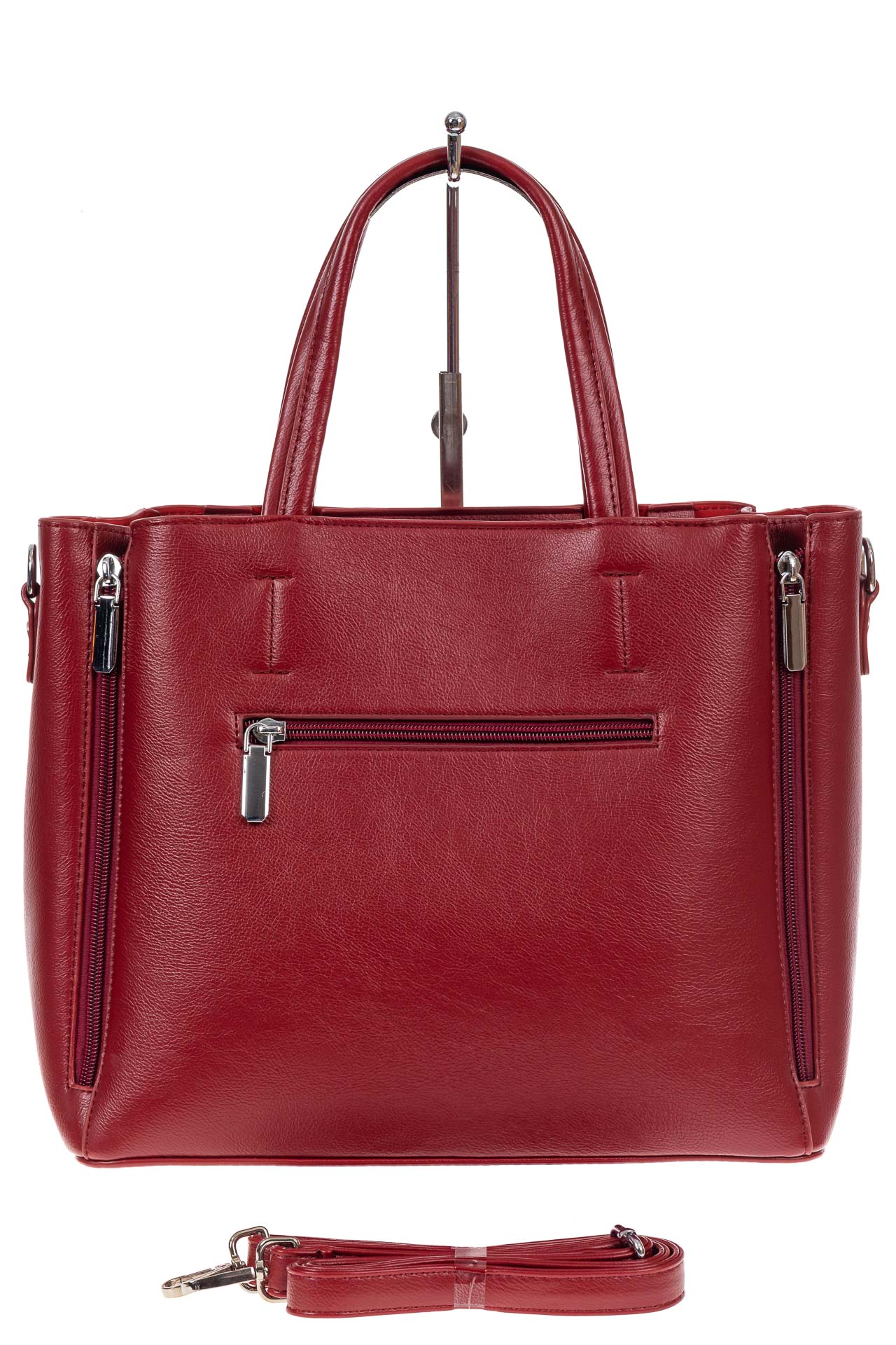 На фото 3 -  Женская сумка тоут из гладкой экокожи, цвет красный