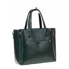 На фото 2 -  Женская сумка тоут из гладкой экокожи, цвет зеленый