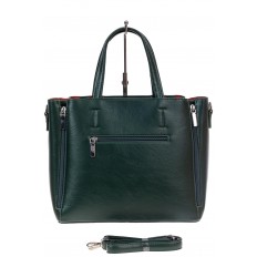 На фото 3 -  Женская сумка тоут из гладкой экокожи, цвет зеленый