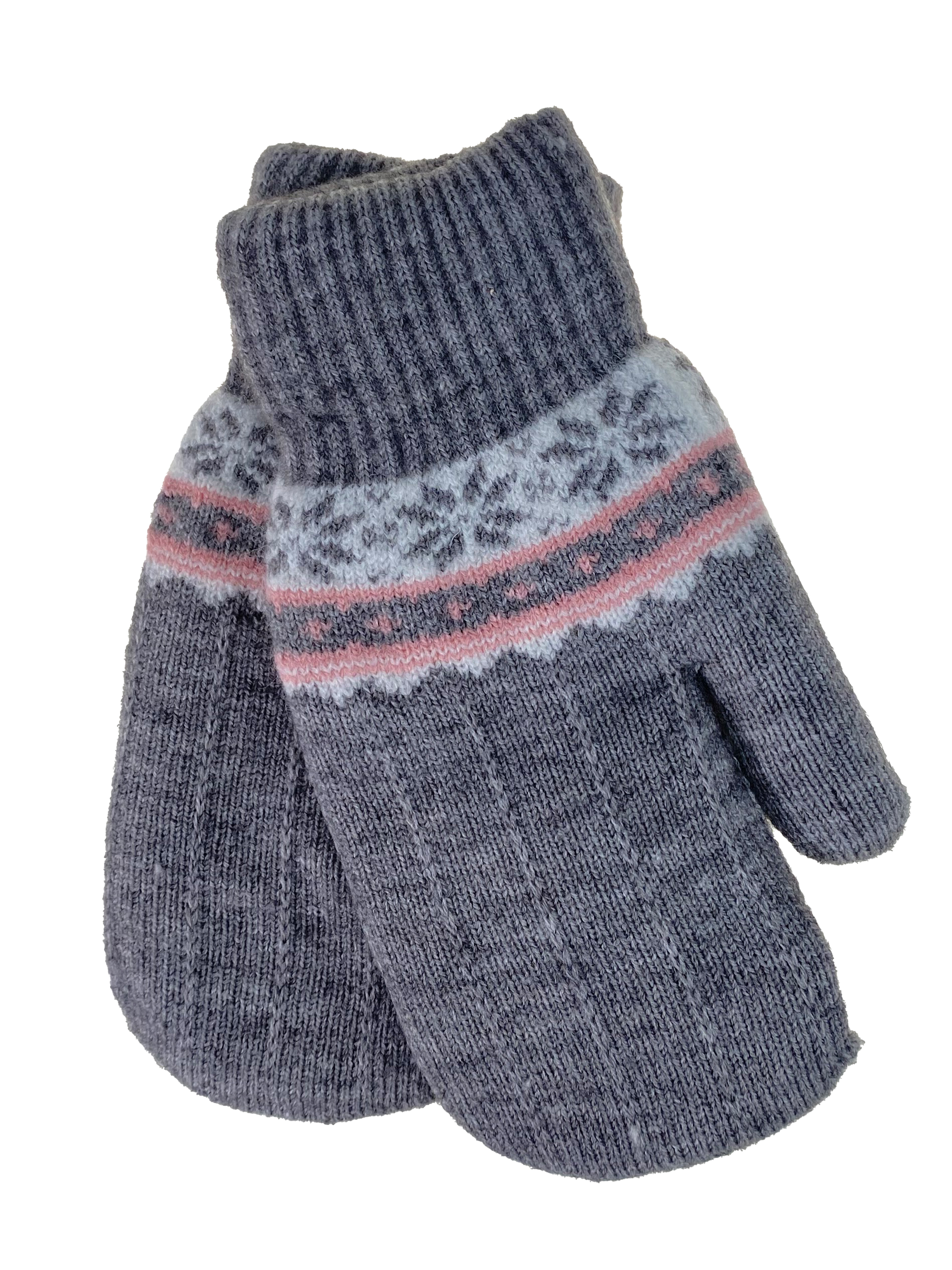 На фото 1 - Зимние женские варежки из шерсти с подкладом из искусственного меха, цвет серый