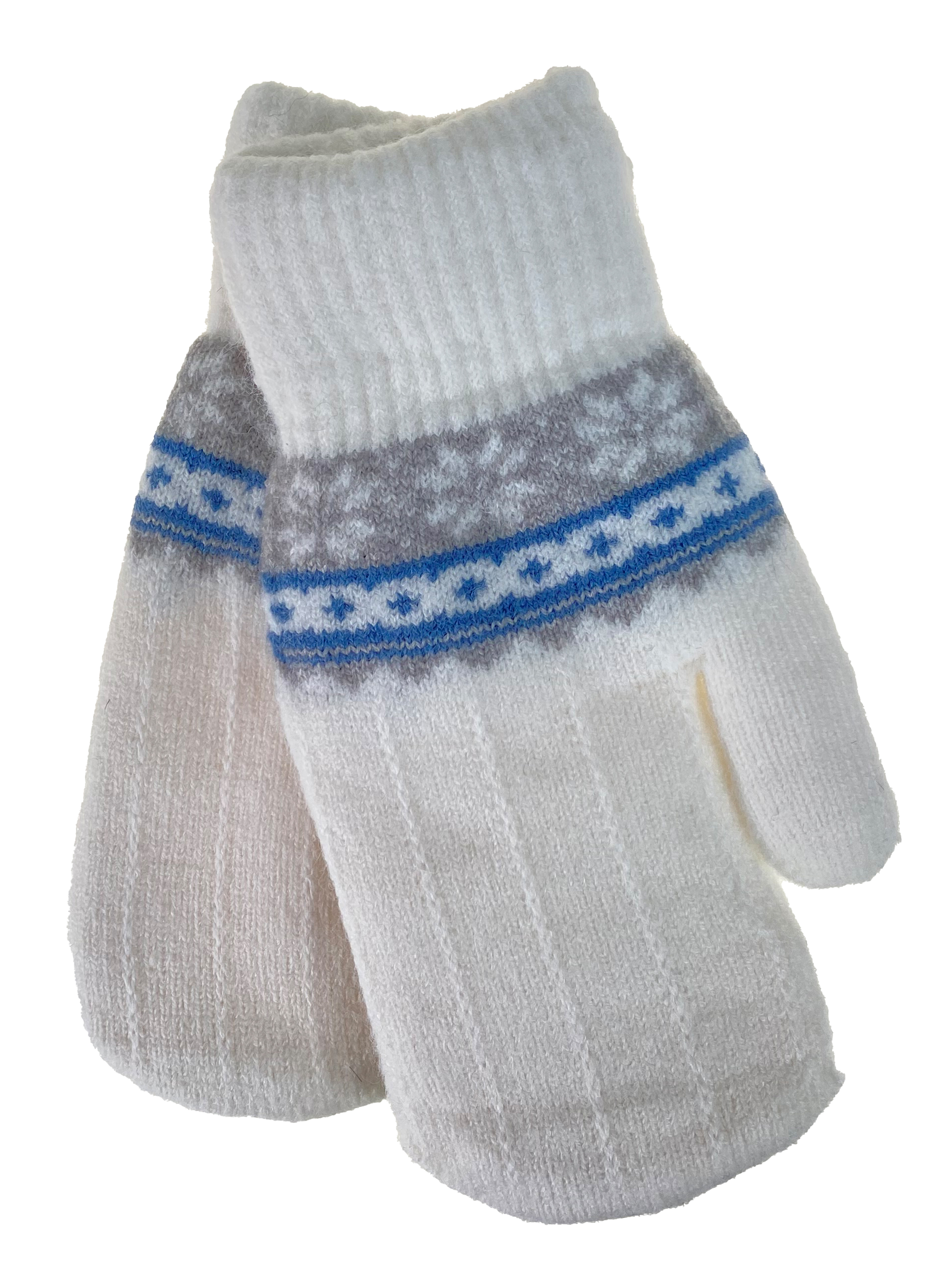 На фото 1 - Зимние женские варежки с подкладом из искусственного меха, цвет белый