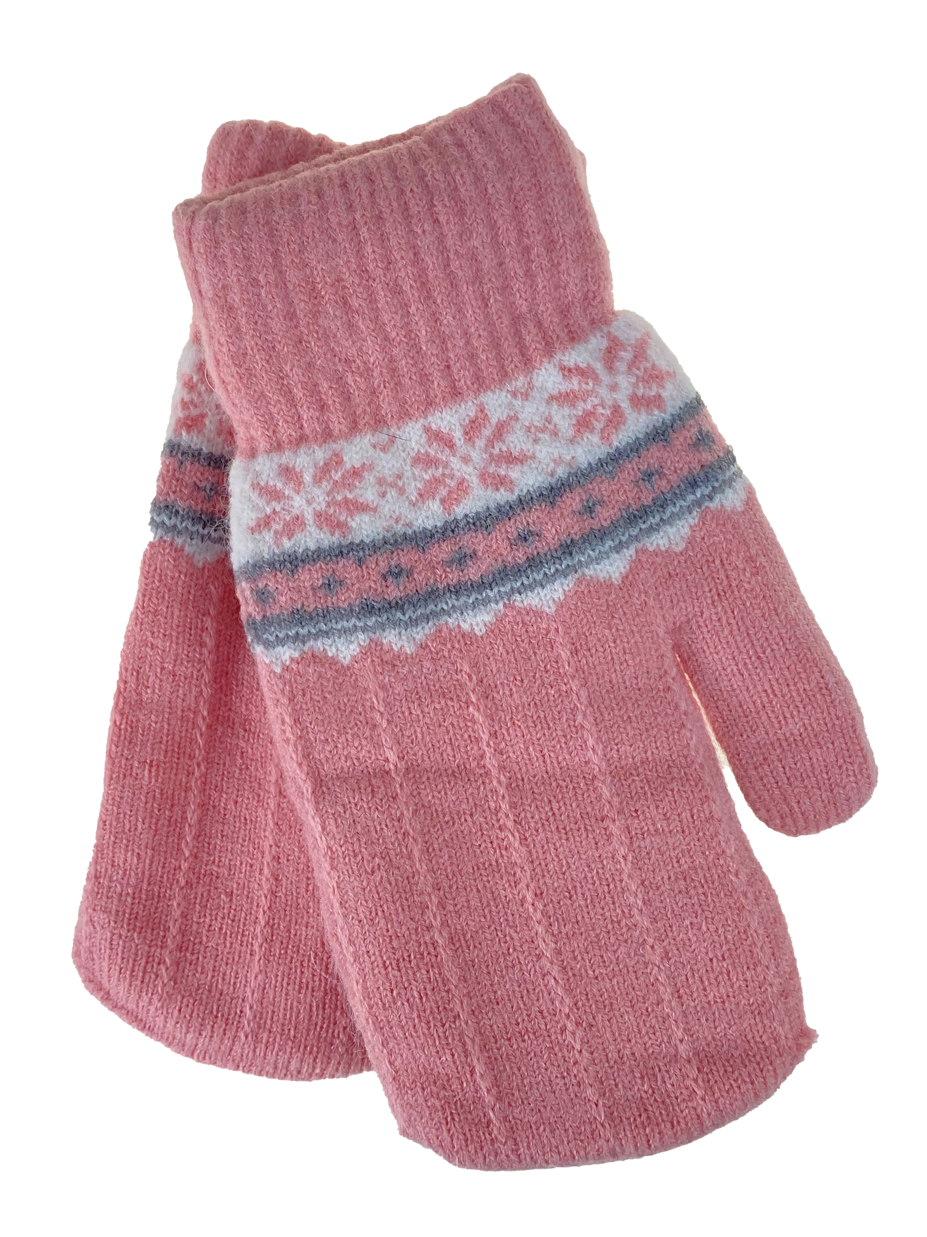 На фото 1 - Зимние женские варежки из шерсти с подкладом из искусственного меха, цвет розовый