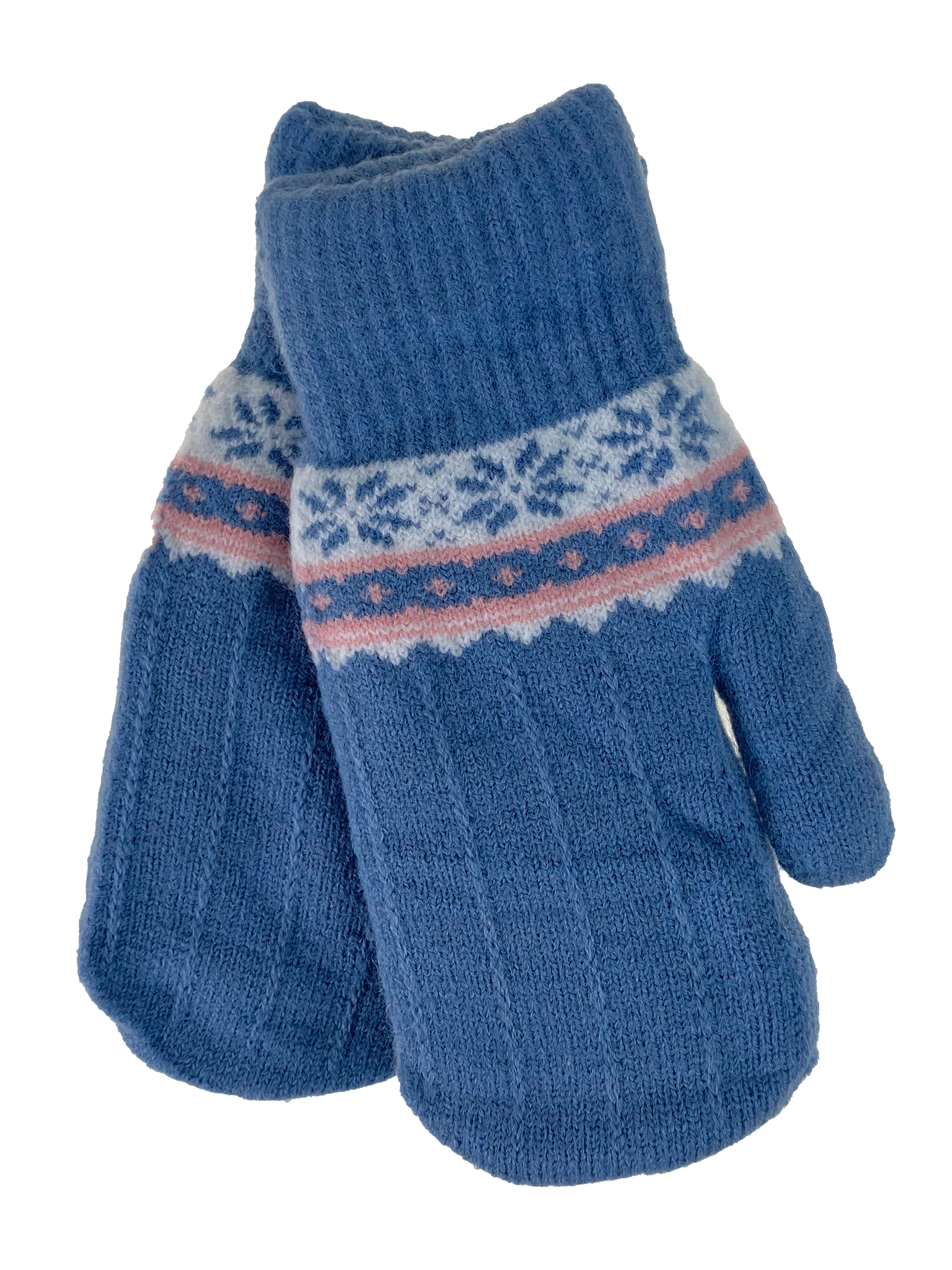 На фото 1 - Зимние женские варежки из шерсти с подкладом из искусственного меха, цвет голубой