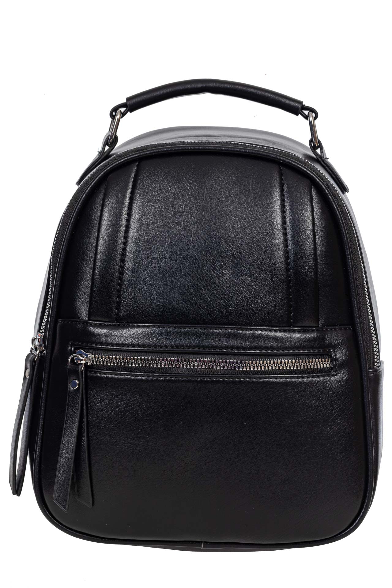 На фото 2 - Женский рюкзак из гладкой искусственной кожи, цвет чёрный