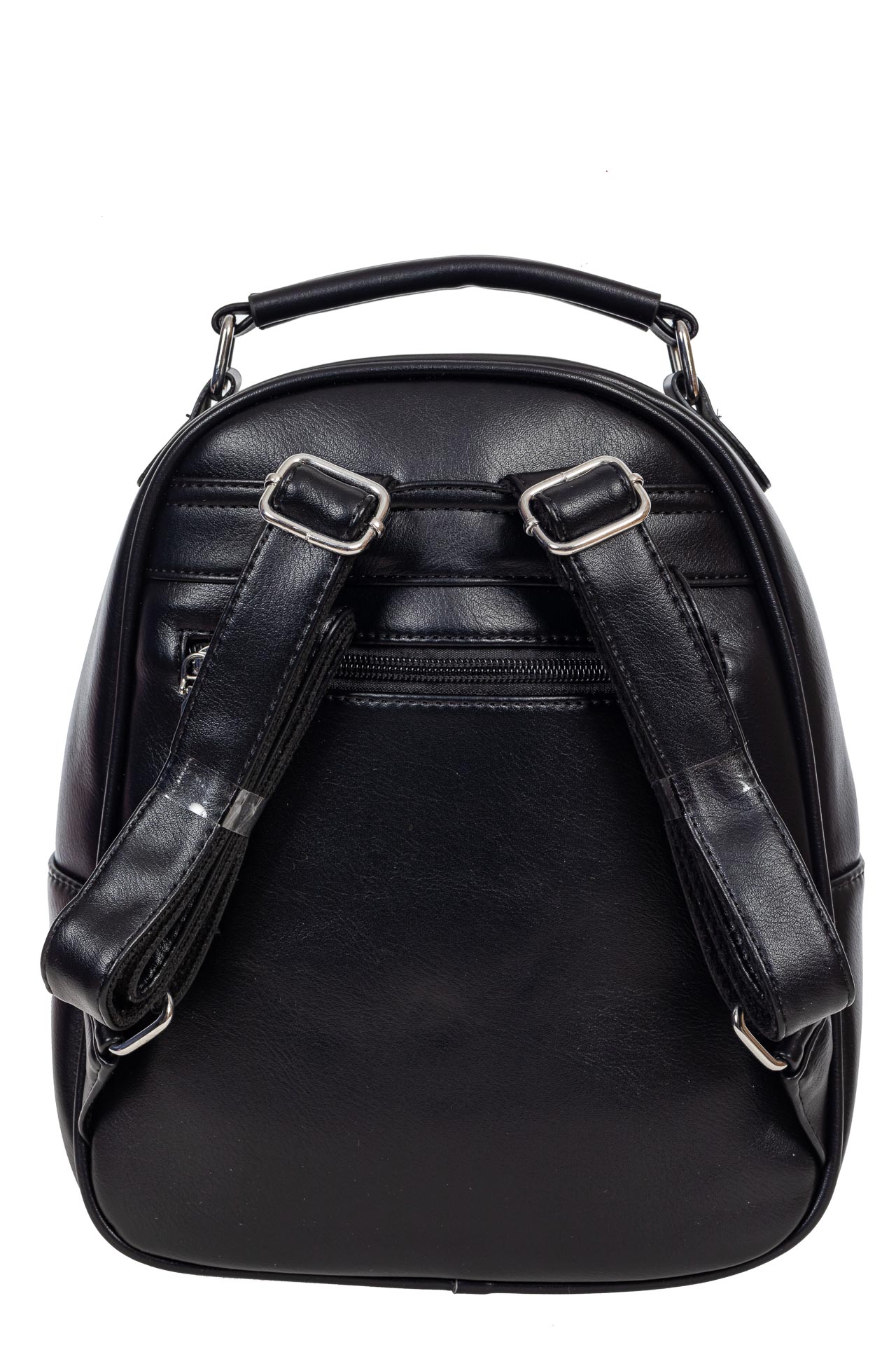 На фото 3 - Женский рюкзак из гладкой искусственной кожи, цвет чёрный