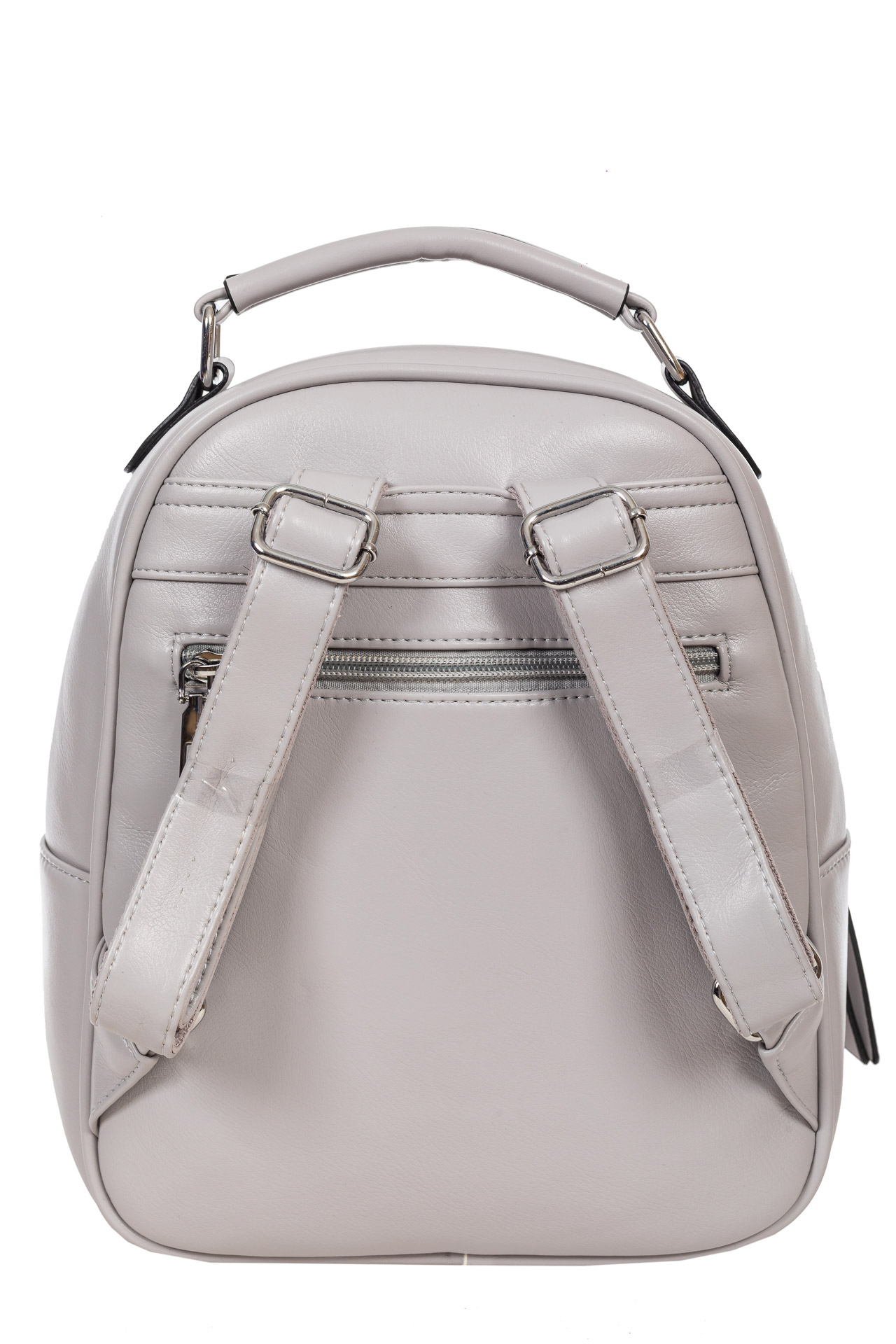 На фото 3 - Женский рюкзак из гладкой искусственной кожи, цвет серый