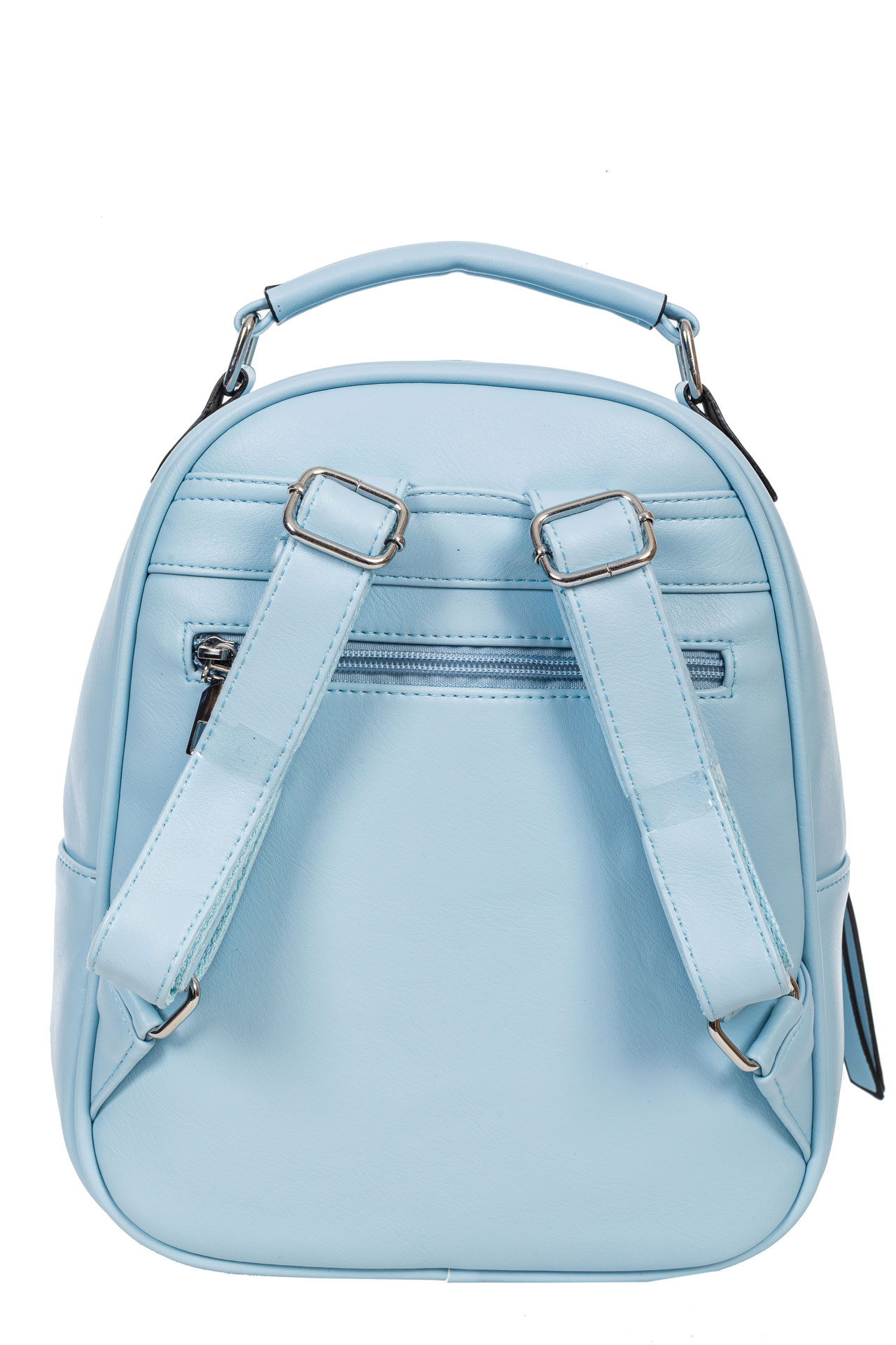 На фото 3 - Женский рюкзак из гладкой искусственной кожи, цвет голубой