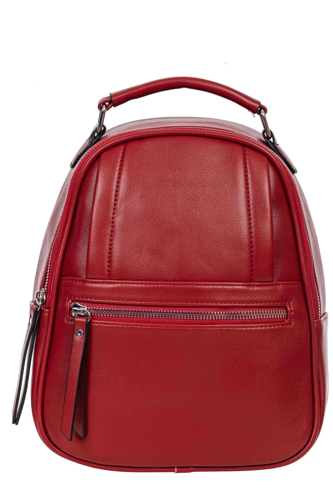 На фото 2 - Женский рюкзак из гладкой искусственной кожи, цвет бордовый