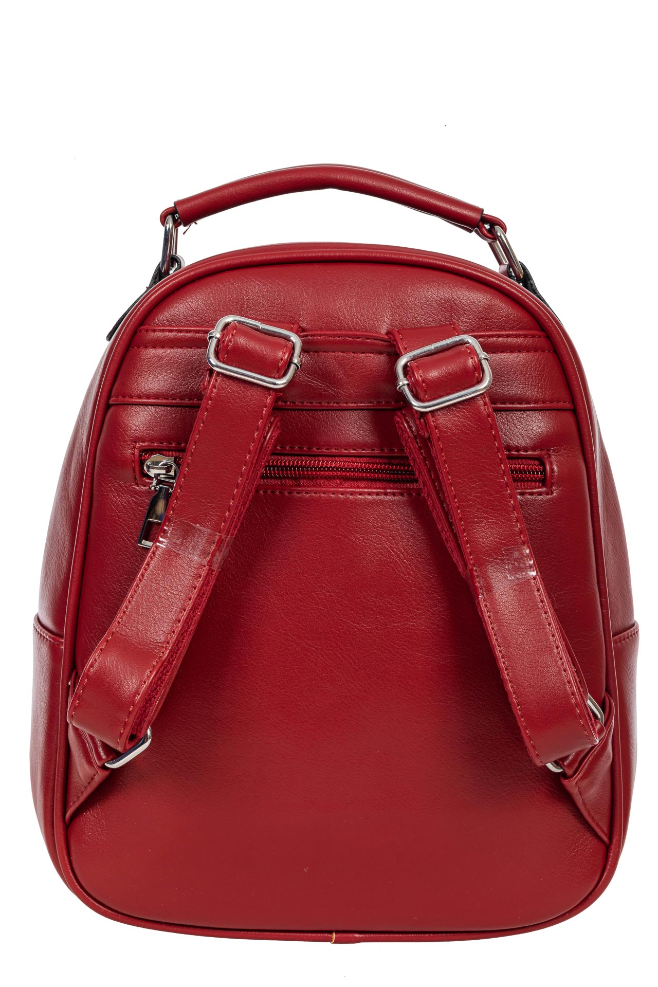 На фото 3 - Женский рюкзак из гладкой искусственной кожи, цвет бордовый