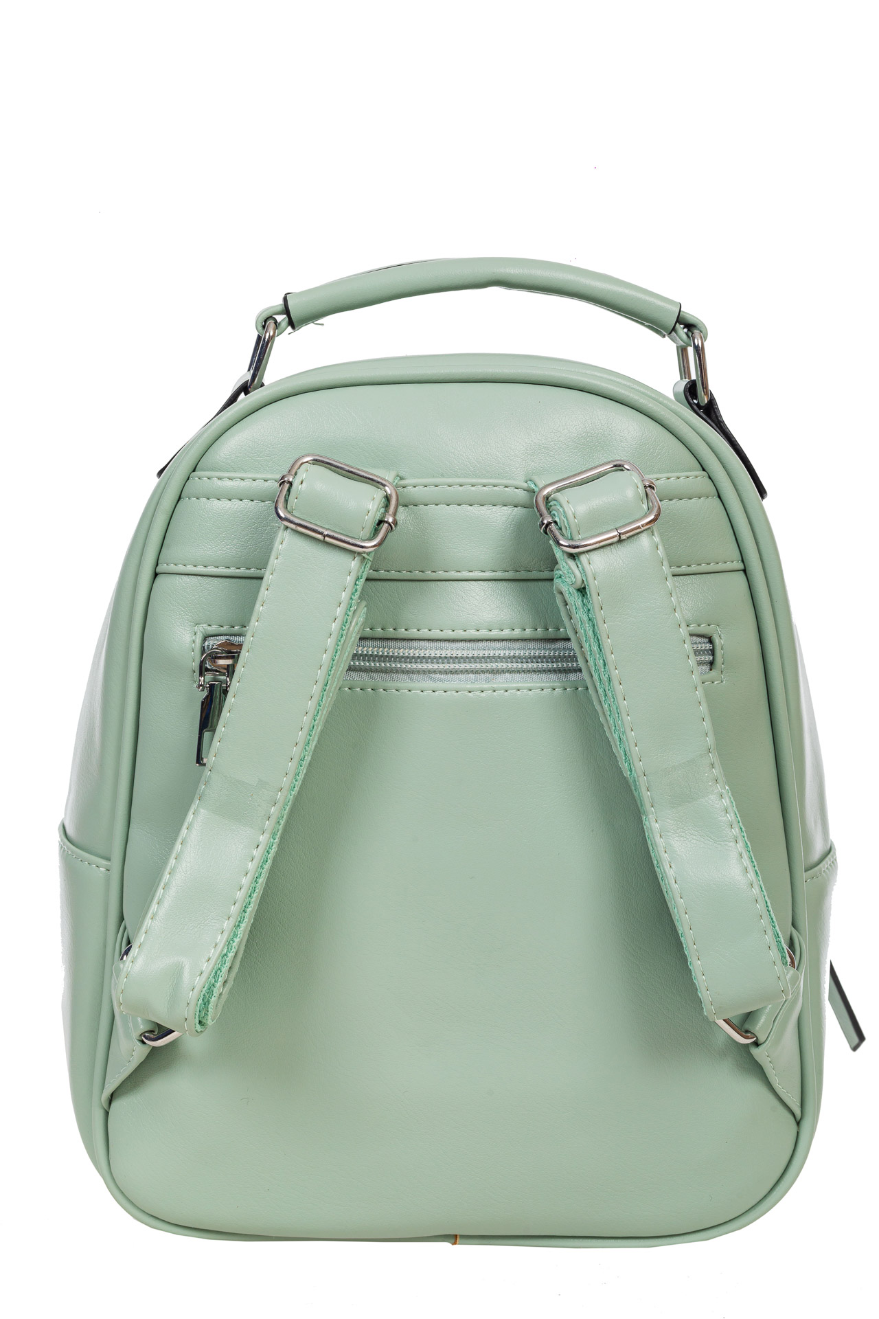 На фото 3 - Женский рюкзак из гладкой искусственной кожи, цвет светло-зелёный