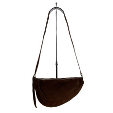 На фото 2 - Женская сумка-седло из искусственной замши, цвет шоколад