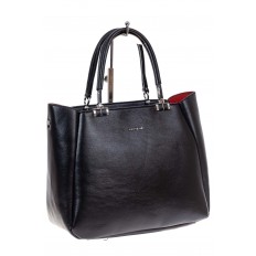 На фото 2 - Женская сумка тоут из гладкой экокожи, цвет черный