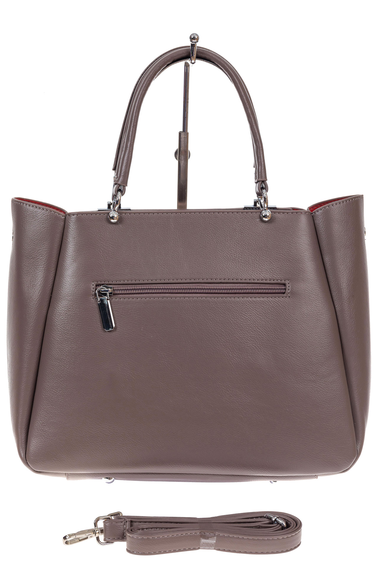 На фото 3 - Женская сумка тоут из гладкой экокожи, цвет бежевый
