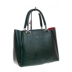 На фото 2 - Женская сумка тоут из гладкой экокожи, цвет зеленый