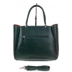 На фото 3 - Женская сумка тоут из гладкой экокожи, цвет зеленый