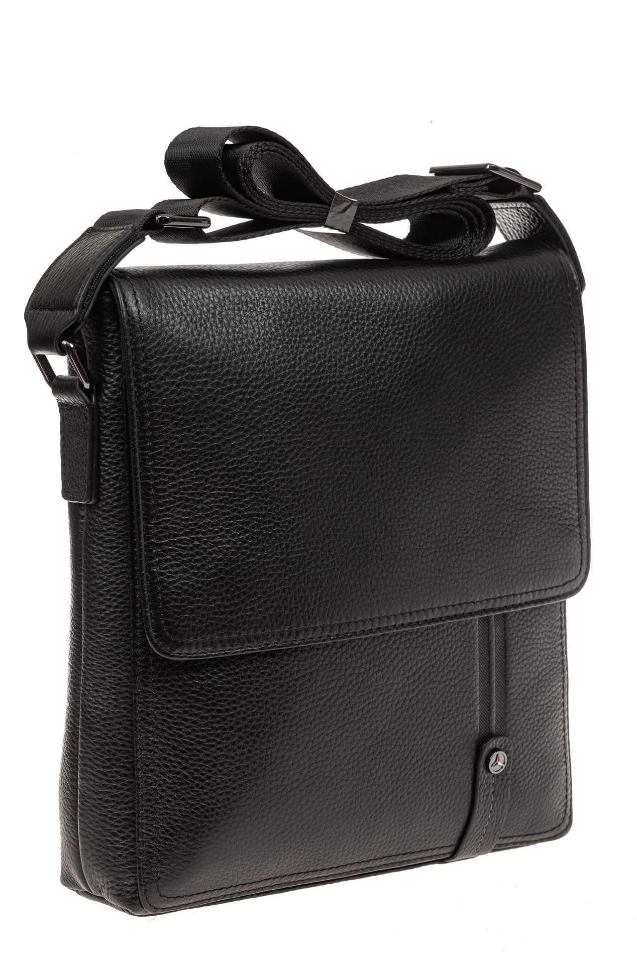 На фото 1 - Мужская кожаная сумка планшет, цвет черный