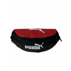 На фото 2 - Поясная сумка из текстиля, цвет черный с красным
