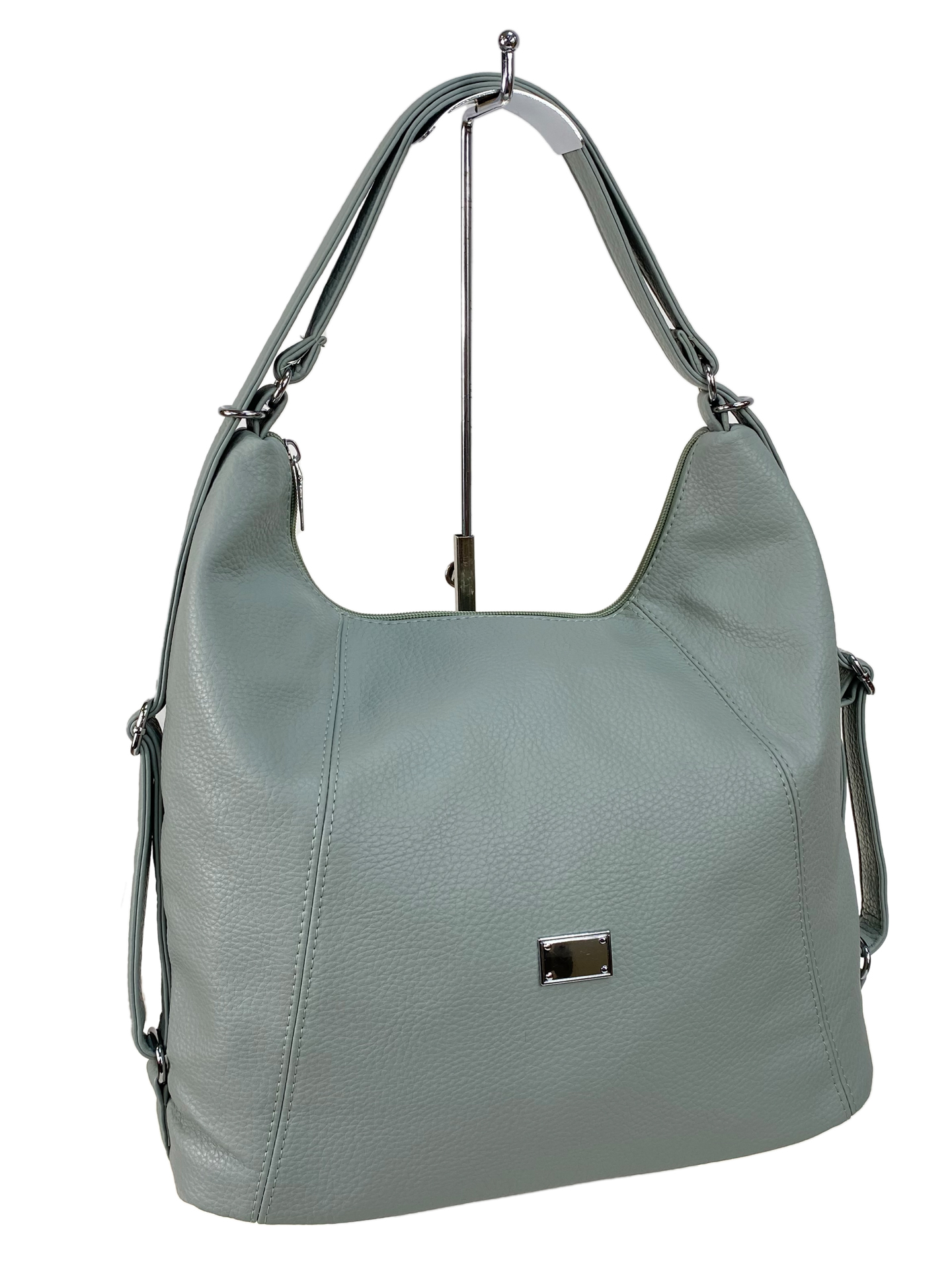 На фото 1 - Женская сумка из искусственной кожи цвет серо-зеленый