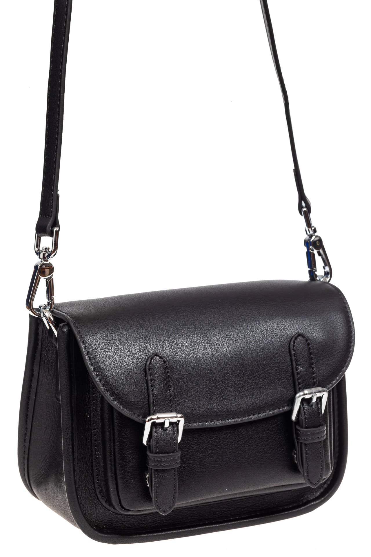 На фото 1 - Кожаная сумка Saddle Bag, цвет черный