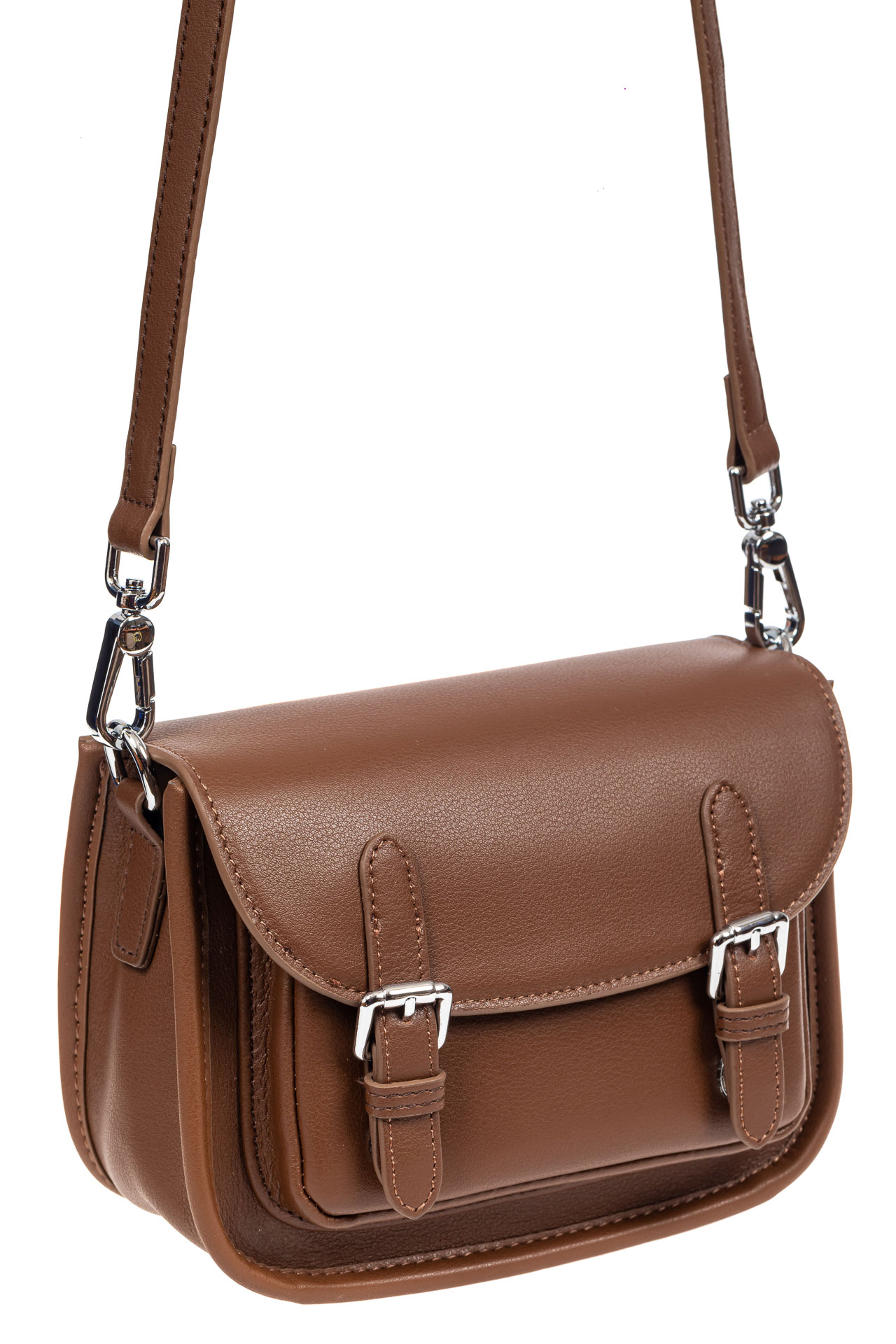 На фото 1 - Кожаная сумка Saddle Bag, цвет коричневый