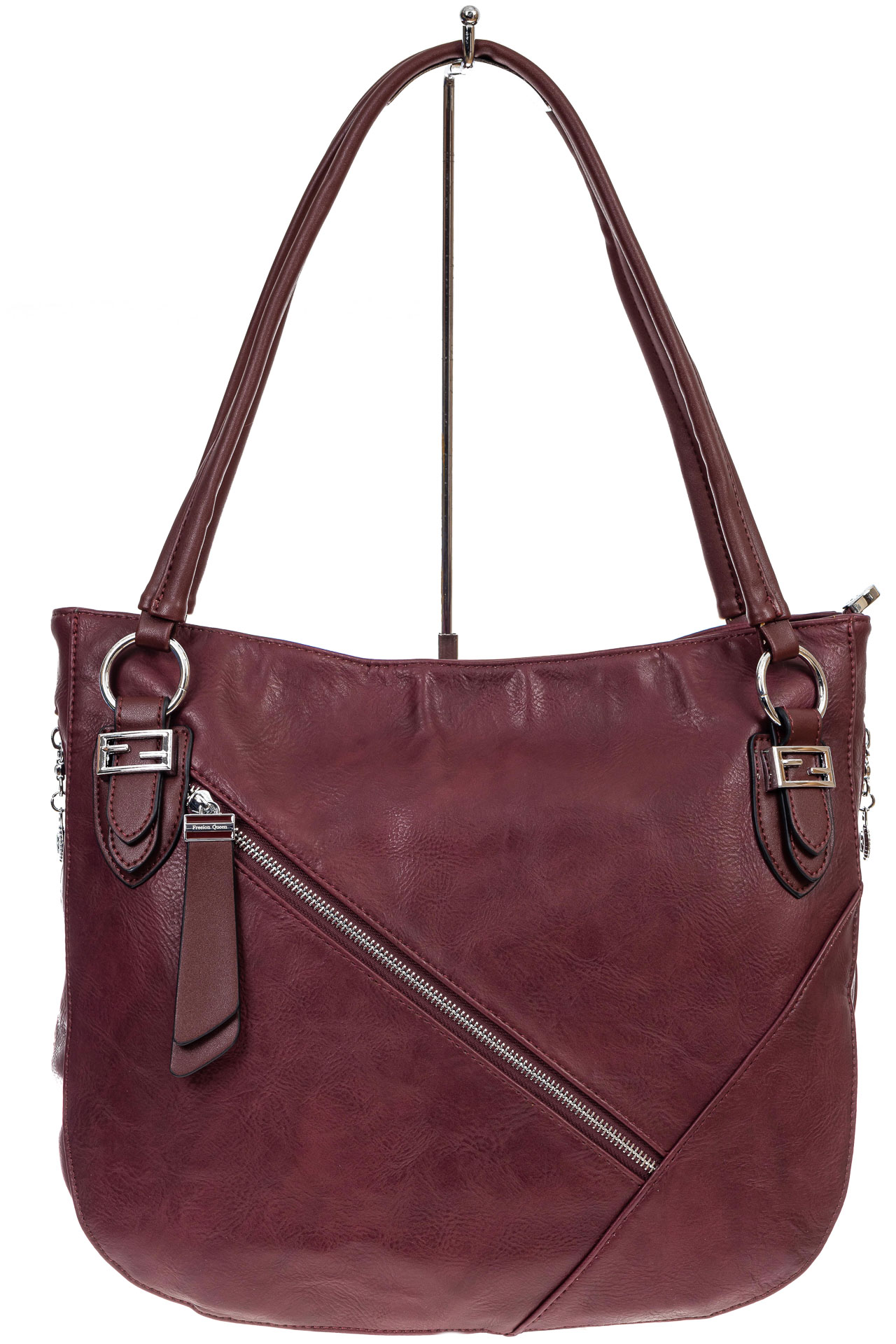 На фото 2 - Женская сумка хобо из искусственной кожи, цвет бордо