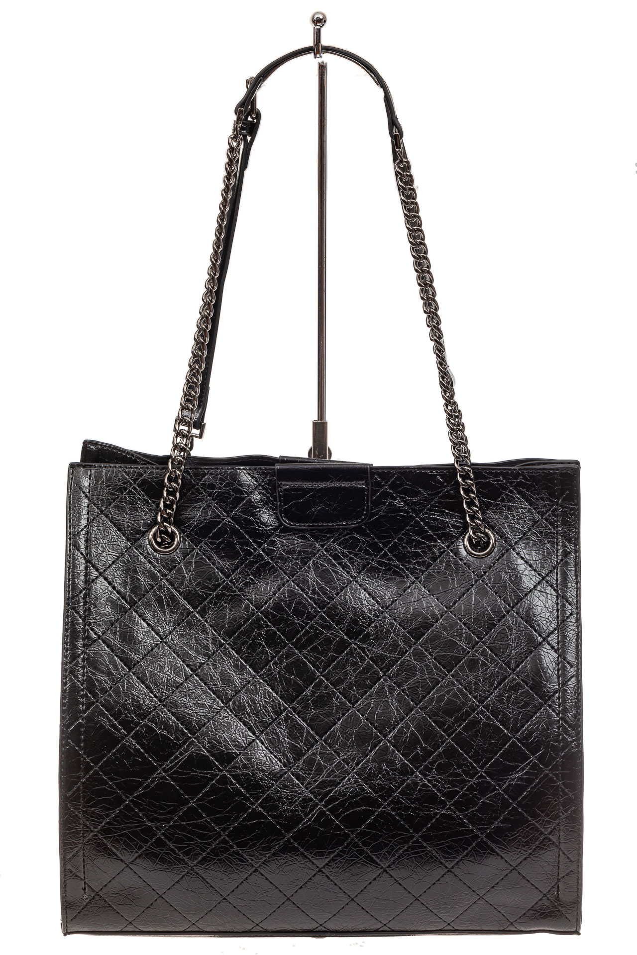 На фото 3 - Стеганая женская сумка из искусственной кожи, цвет черный