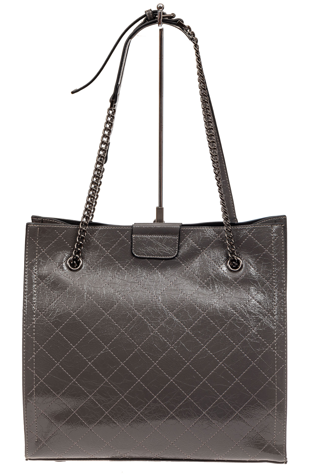 На фото 3 - Стеганая женская сумка из искусственной кожи, цвет серый