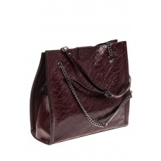 На фото 1 - Стеганая женская сумка из искусственной кожи, цвет баклажан
