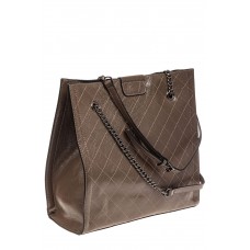 На фото 1 - Стеганая женская сумка из искусственной кожи, цвет коричневый