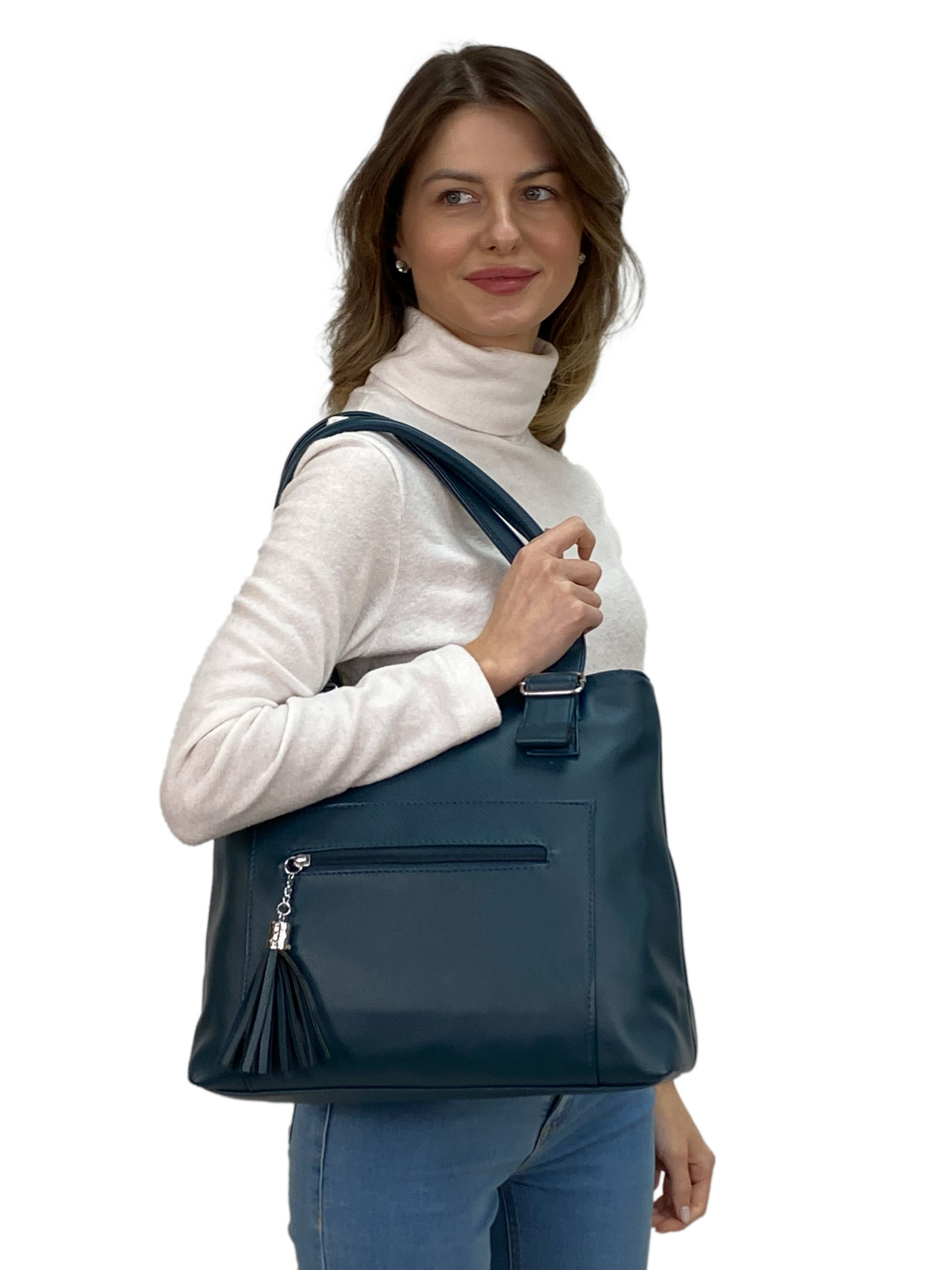 Женская сумка из искусственной кожи, цвет бирюзовый