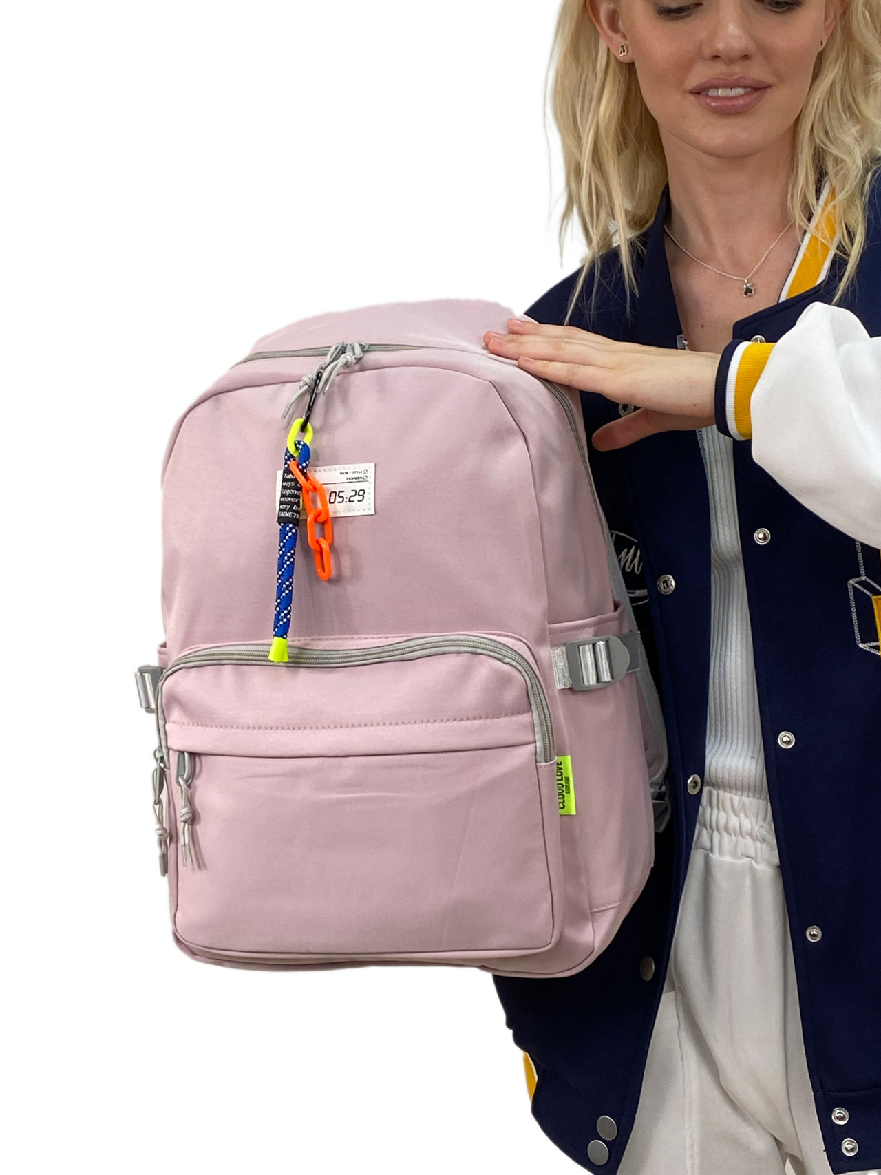На фото 1 - Молодежный рюкзак из текстиля, цвет розовый
