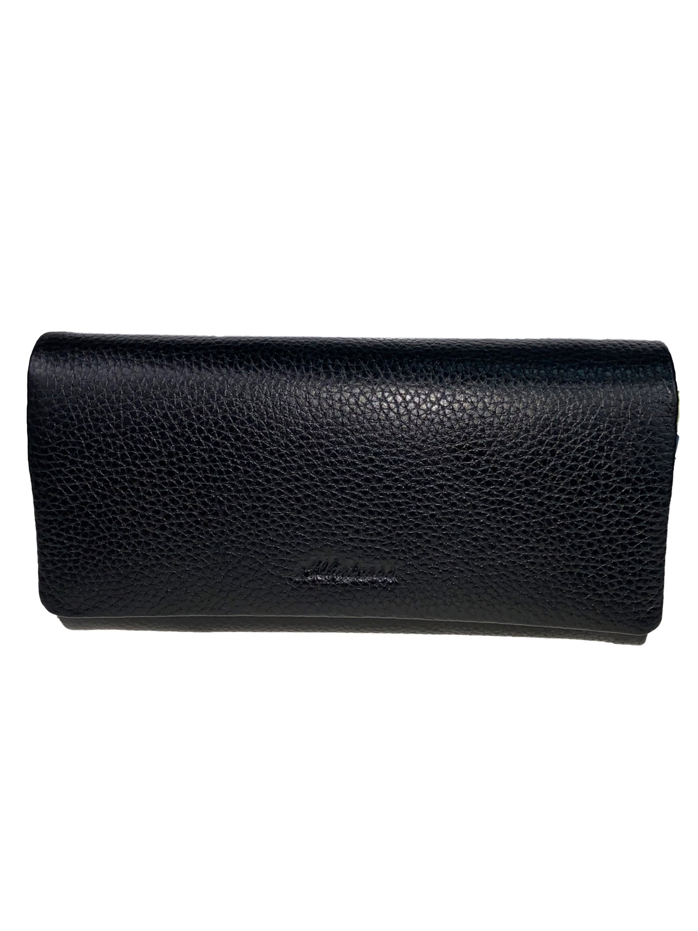 На фото 1 - Женский кошелёк-портмоне из натуральной кожи, цвет чёрный