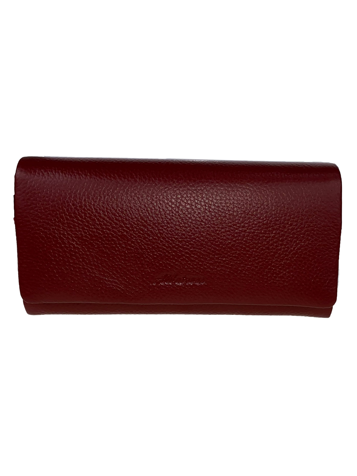 На фото 1 - Женский кошелёк-портмоне из натуральной кожи, цвет бордовый