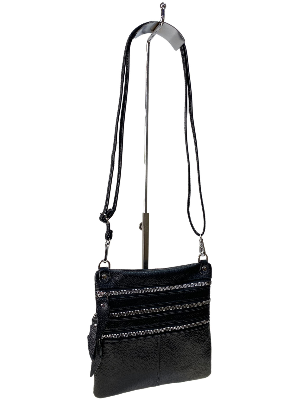 Женская сумка кросс боди из натуральной кожи, цвет черный