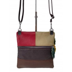 На фото 3 - Женская сумка кросс боди из натуральной кожи, мультицвет 