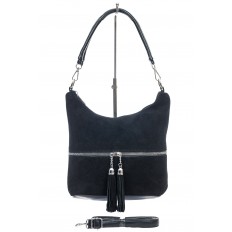 На фото 2 - Женская сумка из натуральной замши и  искусственной кожи, цвет чёрный