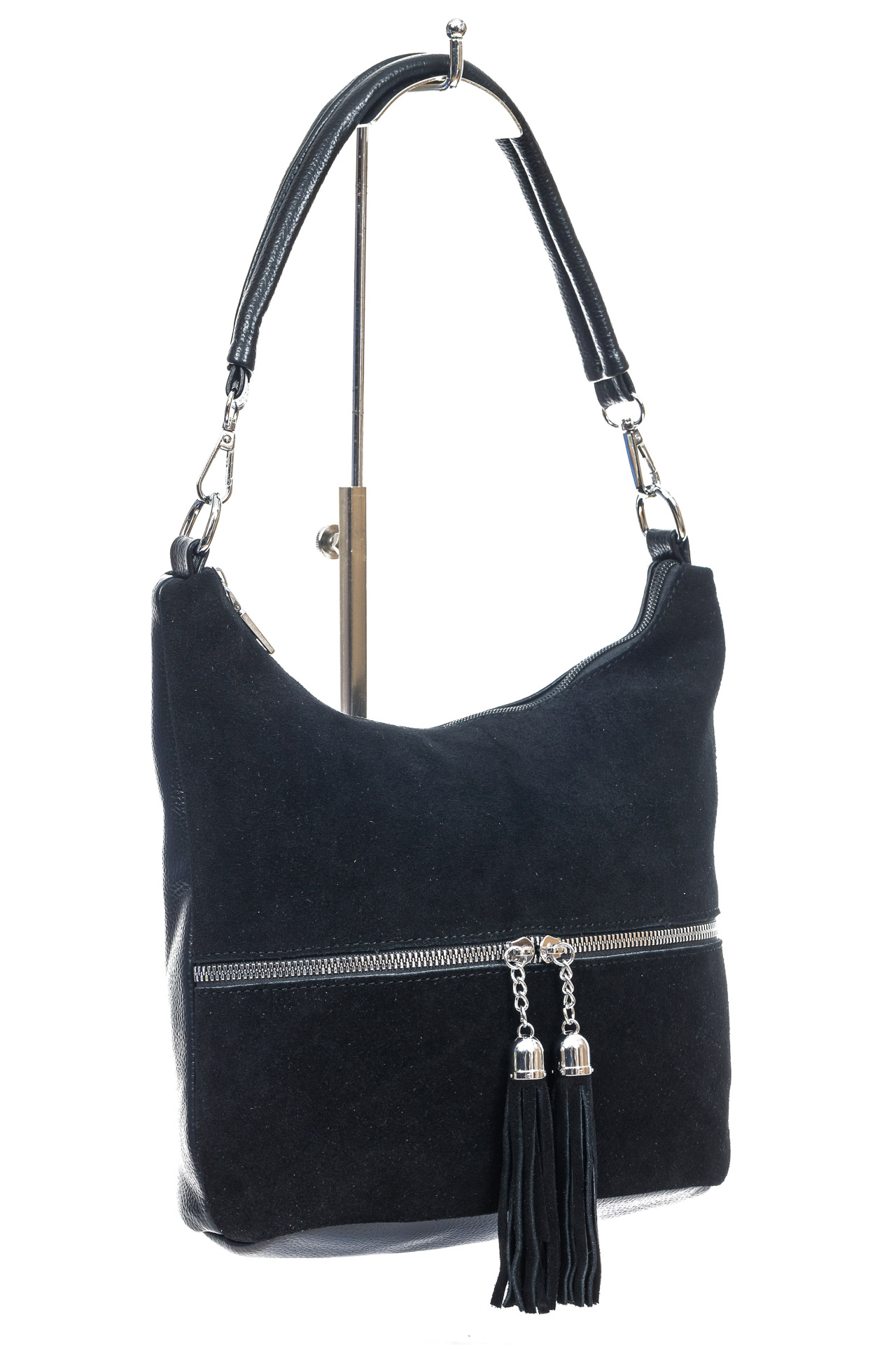 На фото 3 - Женская сумка из натуральной замши и  искусственной кожи, цвет чёрный