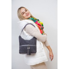 На фото 1 - Женская сумка из натуральной замши и  искусственной кожи, цвет серый