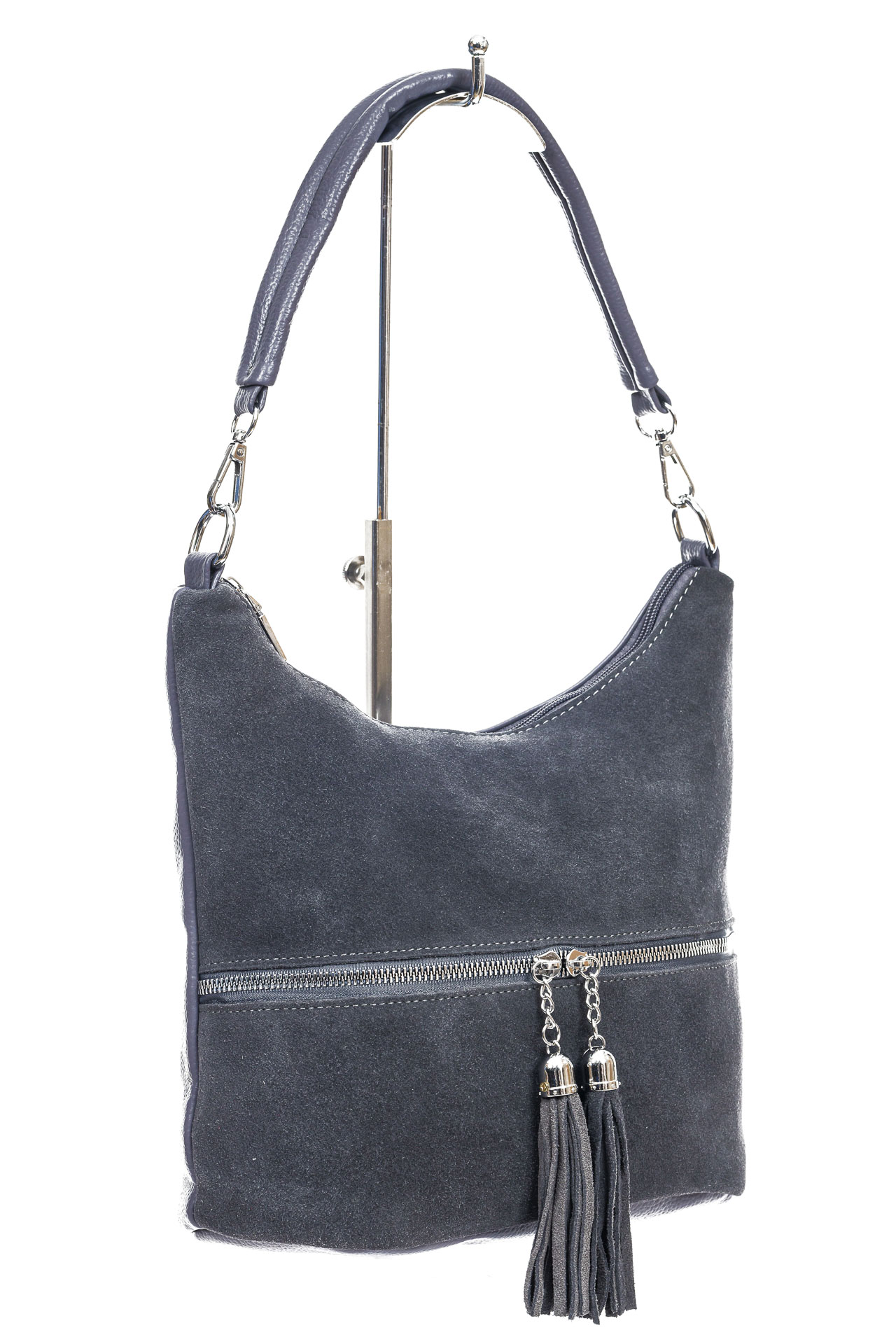 На фото 3 - Женская сумка из натуральной замши и  искусственной кожи, цвет серый