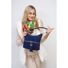 На фото 1 - Женская сумка из натуральной замши и  искусственной кожи, цвет синий