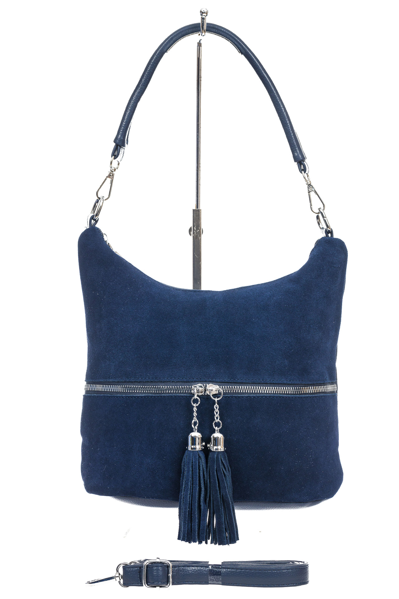 На фото 2 - Женская сумка из натуральной замши и  искусственной кожи, цвет синий