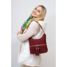 На фото 1 - Женская сумка из натуральной замши и  искусственной кожи, цвет бордо