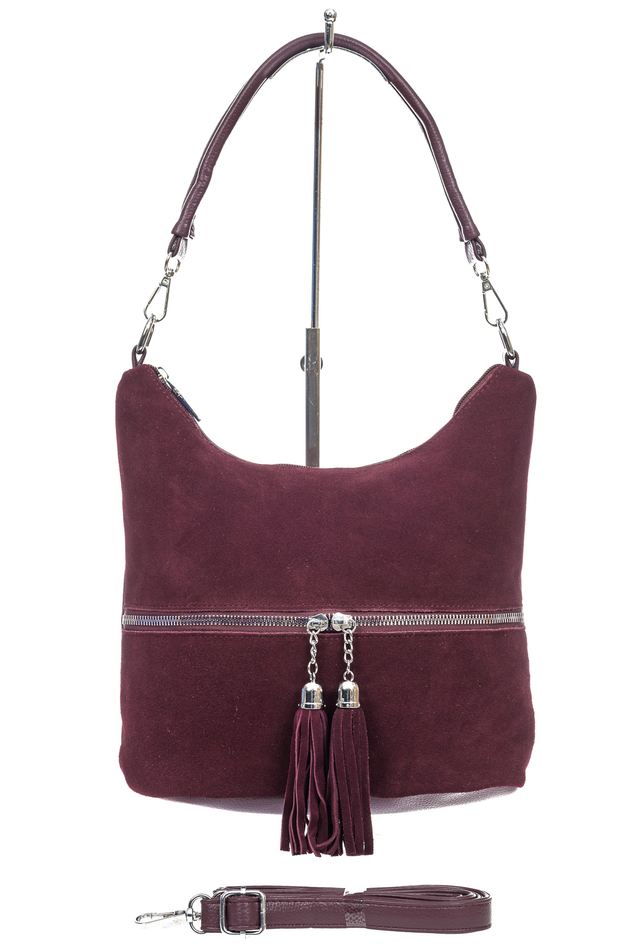 На фото 2 - Женская сумка из натуральной замши и  искусственной кожи, цвет бордо