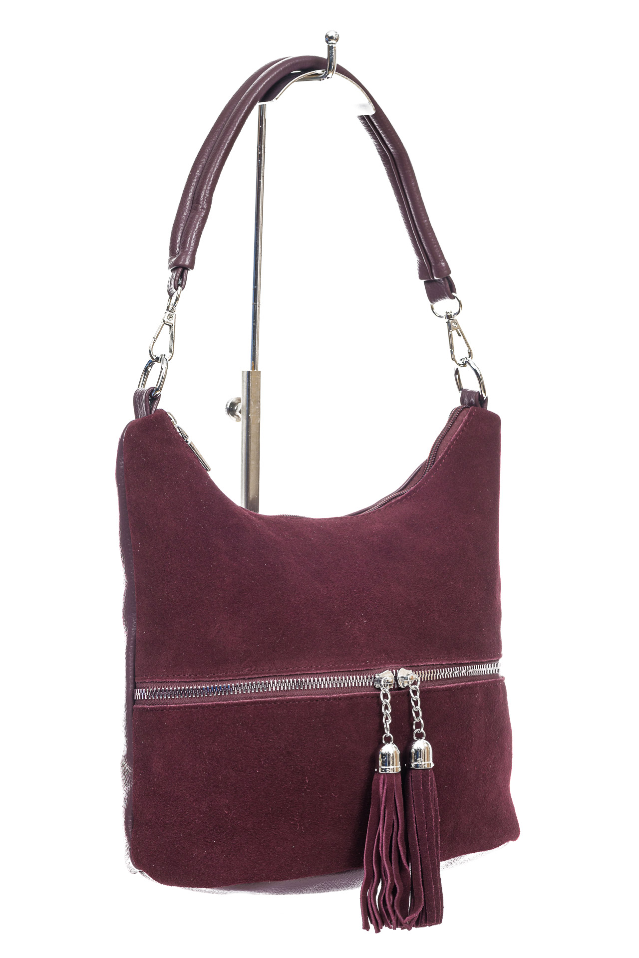 На фото 3 - Женская сумка из натуральной замши и  искусственной кожи, цвет бордо