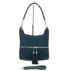 На фото 2 - Женская сумка из натуральной замши и  искусственной кожи, цвет зеленый