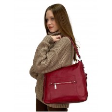 На фото 2 - Женская сумка из натуральной кожи, цвет красный