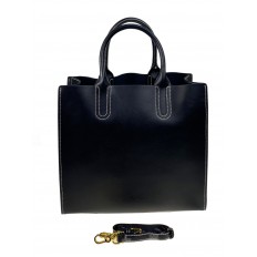 На фото 2 - Женская сумка тоут из натуральной кожи, цвет черный