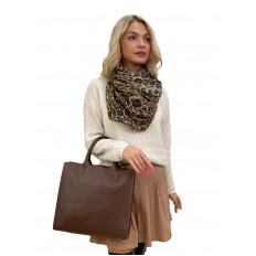 На фото 3 - Женская сумка тоут из натуральной кожи, цвет шоколад