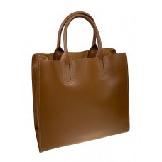 На фото 1 - Женская сумка тоут из натуральной кожи, цвет светло коричневый